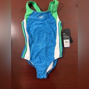 Speedo Kids Blue and Green One Piece Swimsuit